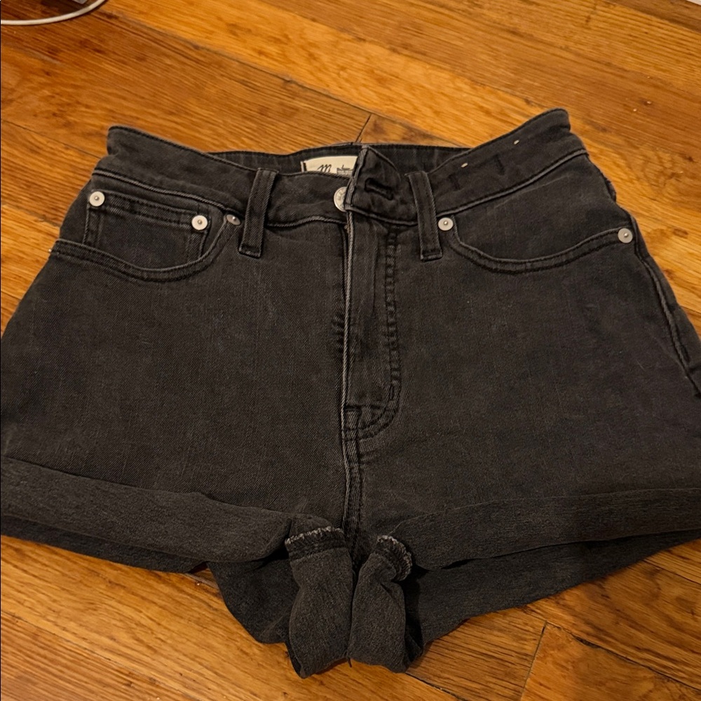 Black Denim High-Waisted Shorts